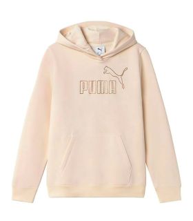 Sudadera beige Puma Ess+ Rhinestone Alpine Snow para niña con detalles brillantes