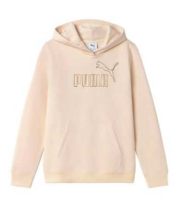 Sudadera beige Puma Ess+ Rhinestone Alpine Snow para niña con detalles brillantes