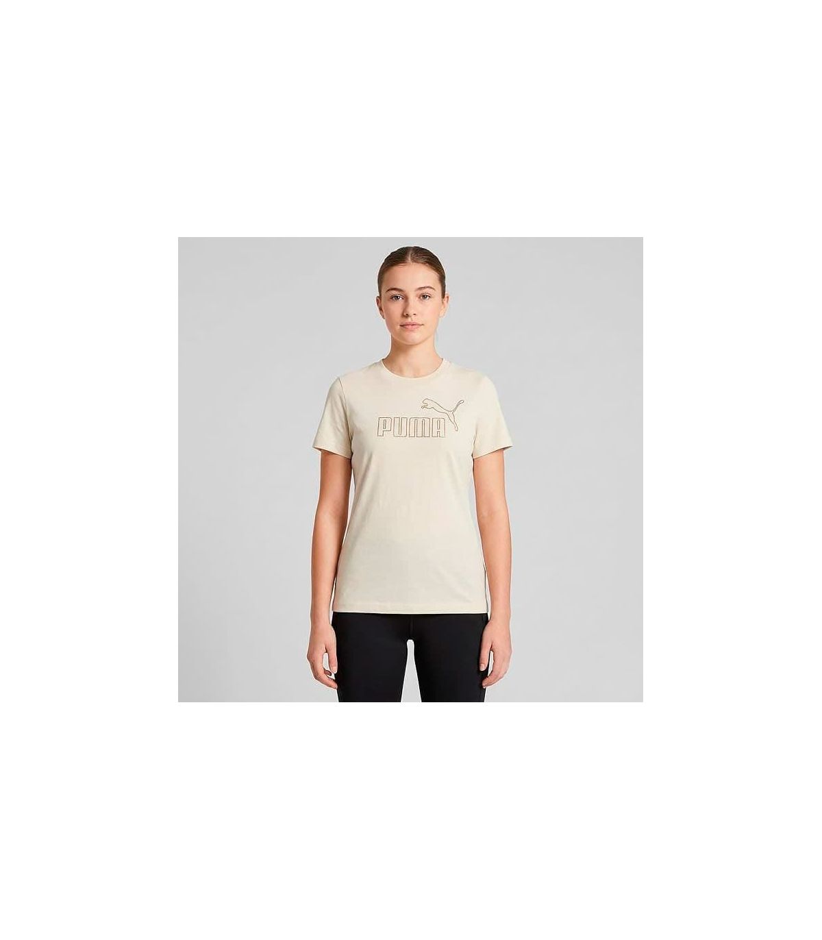 Puma Camiseta Ess+ Rhinestone Beige Niña | Strass frontal