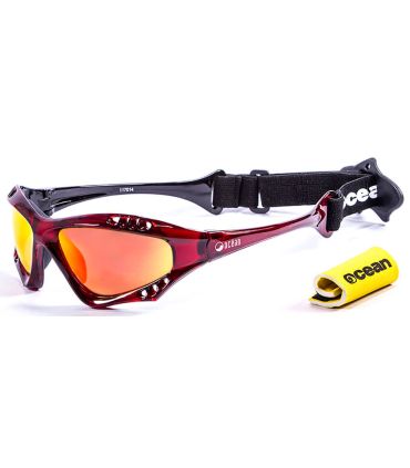 Gafas de sol Ocean Australia Shiny Red con lentes Revo, montura ligera de policarbonato y patillas antideslizantes.